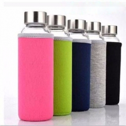 Glass Water Bottle With Cover 